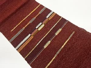 すくい織抽象横縞模様織出し夏用名古屋帯